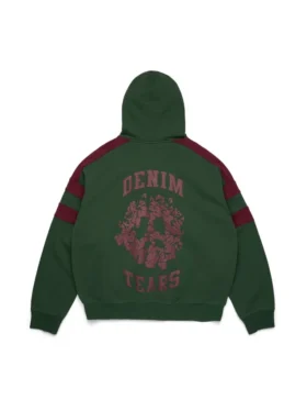 Sudadera con capucha y cremallera con paneles Denim U, verde