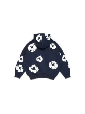 Sudadera con capucha y cremallera «Cotton Wreath Hoodie» para niños, color azul marino