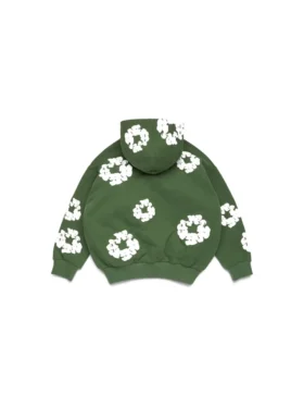 Sudadera con capucha y cremallera «Cotton Wreath Hoodie» para niños, color verde