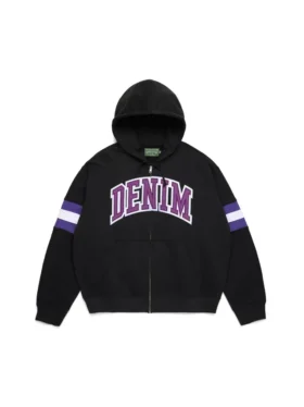 Sudadera con capucha y cremallera DT Stripe, color negro