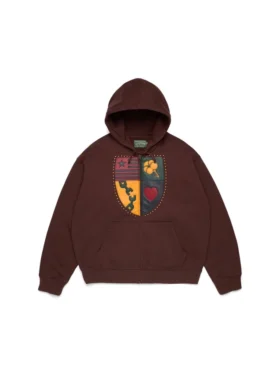 Sudadera con capucha y cremallera Libertas Crest, color marrón lavado