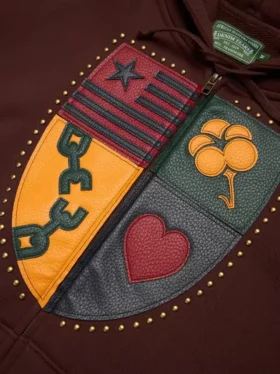 Sudadera con capucha y cremallera Libertas Crest, color marrón lavado