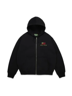 Sudadera con capucha y cremallera «Pan African» en negro