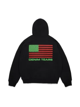 Sudadera con capucha y cremallera «Pan African» en negro