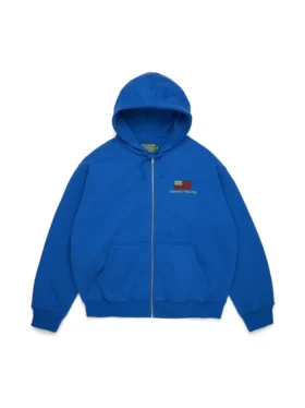 Sudadera con capucha y cremallera panafricana azul