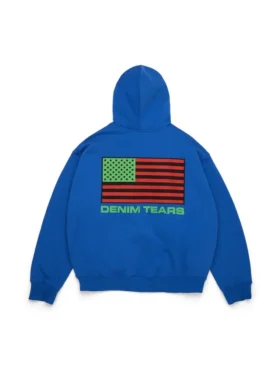 Sudadera con capucha y cremallera panafricana azul