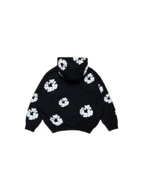Sudadera con capucha y cremallera para niños «Cotton Wreath Hoodie», color negro