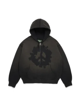 Sudadera con capucha y cremallera «Peace Wreath Knockout» en negro