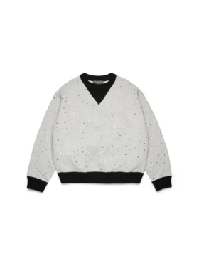 Suéter de punto con cuello redondo Crystal, negro